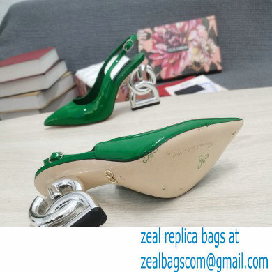 Dolce  &  Gabbana Heel 10.5cm Slingbacks Patent Green with DG Heel 2022